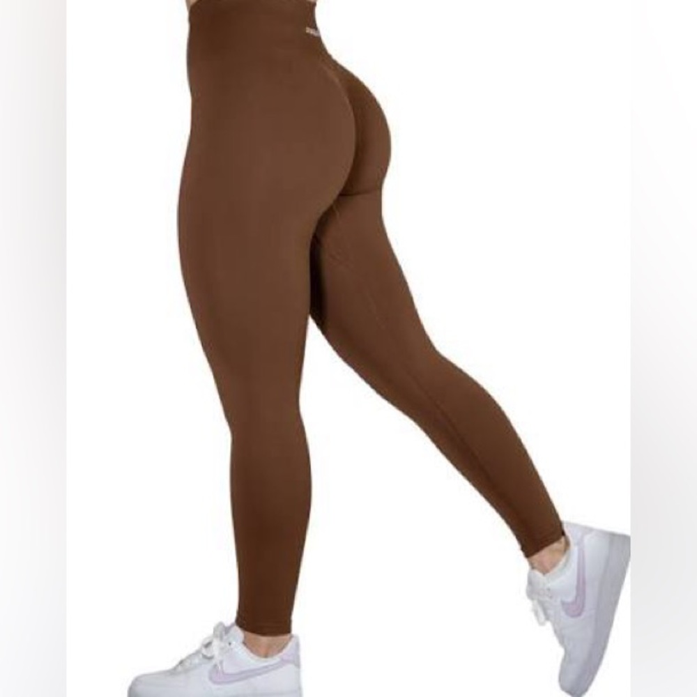 AUROLA Brown Dream Seamless Scrunch Leggings High Rise Size S M $72